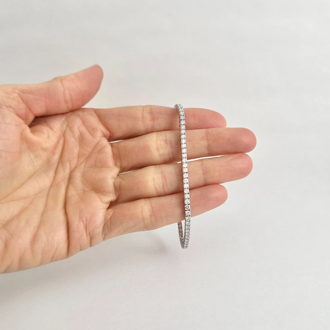 Round Lab-Created Diamond Tennis Bracelet 14K White Gold, 7 Inches, 3.52 CTW - 2