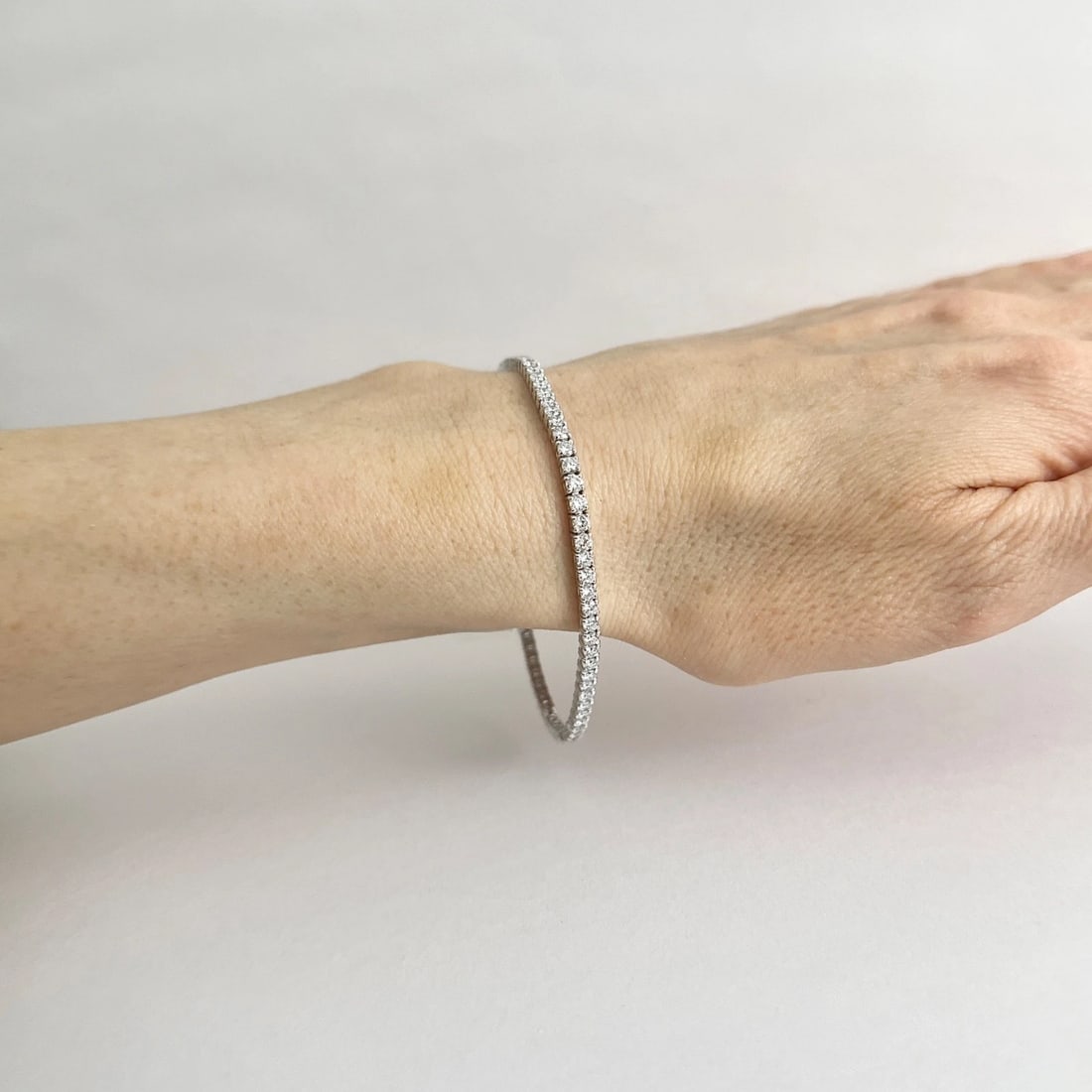 Round Lab-Created Diamond Tennis Bracelet 14K White Gold, 7 Inches, 3.52 CTW - 4