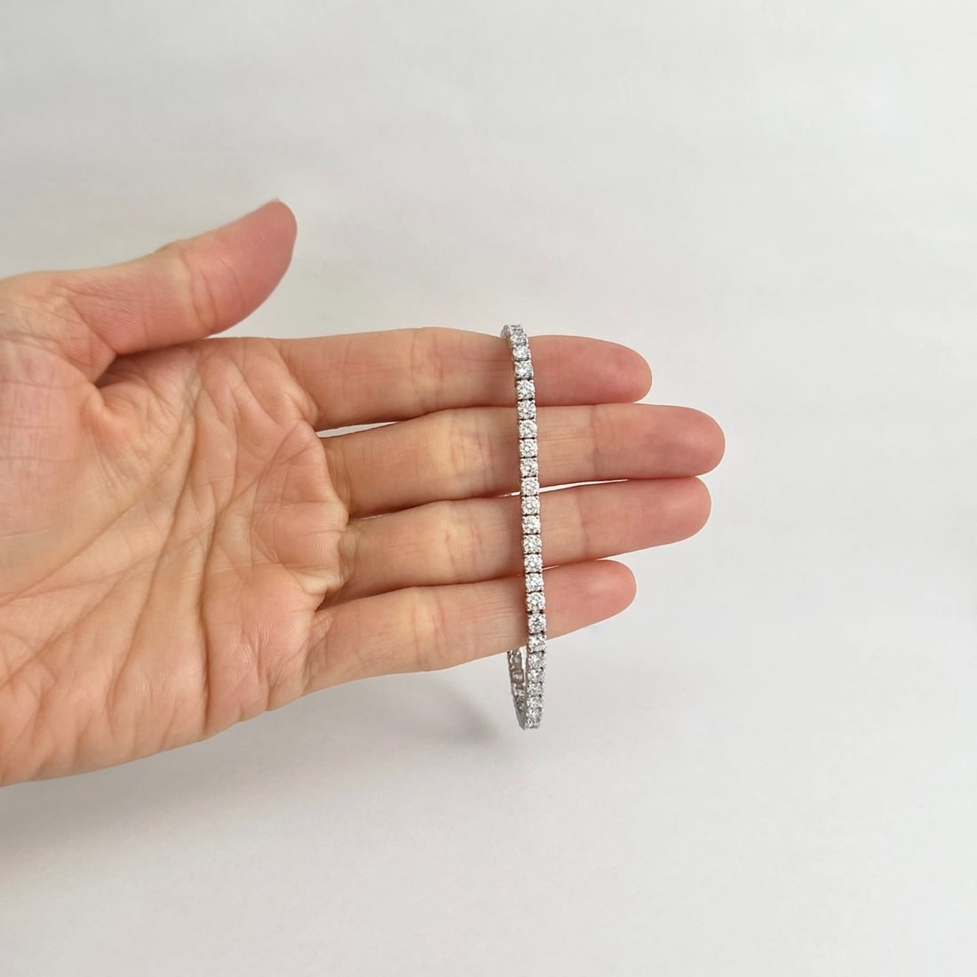 Round Lab-Created Diamond Tennis Bracelet 14K White Gold, 7 Inches, 6.35 CTW - 2