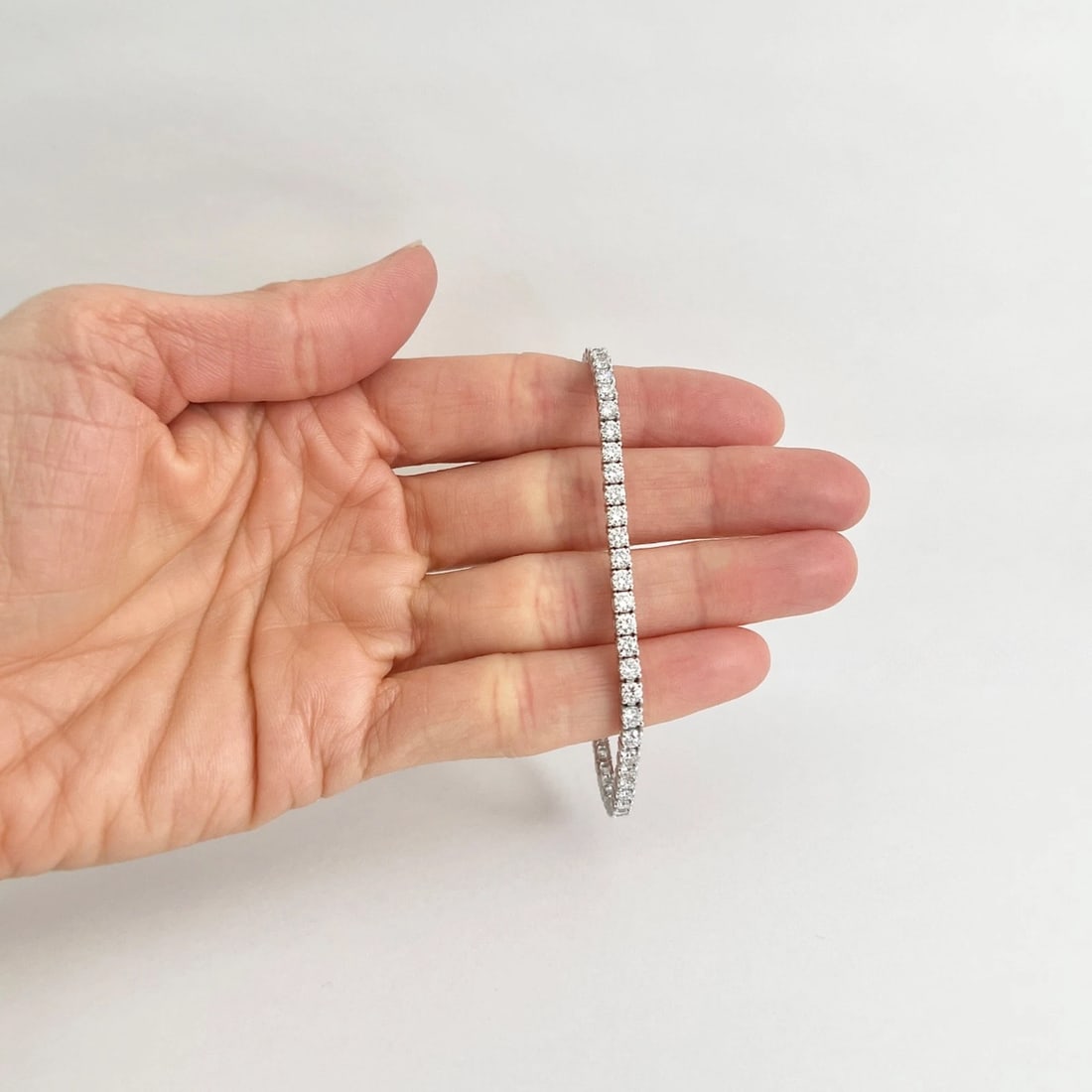 Round Lab-Created Diamond Tennis Bracelet 14K White Gold, 7 Inches, 5.53 CTW - 2