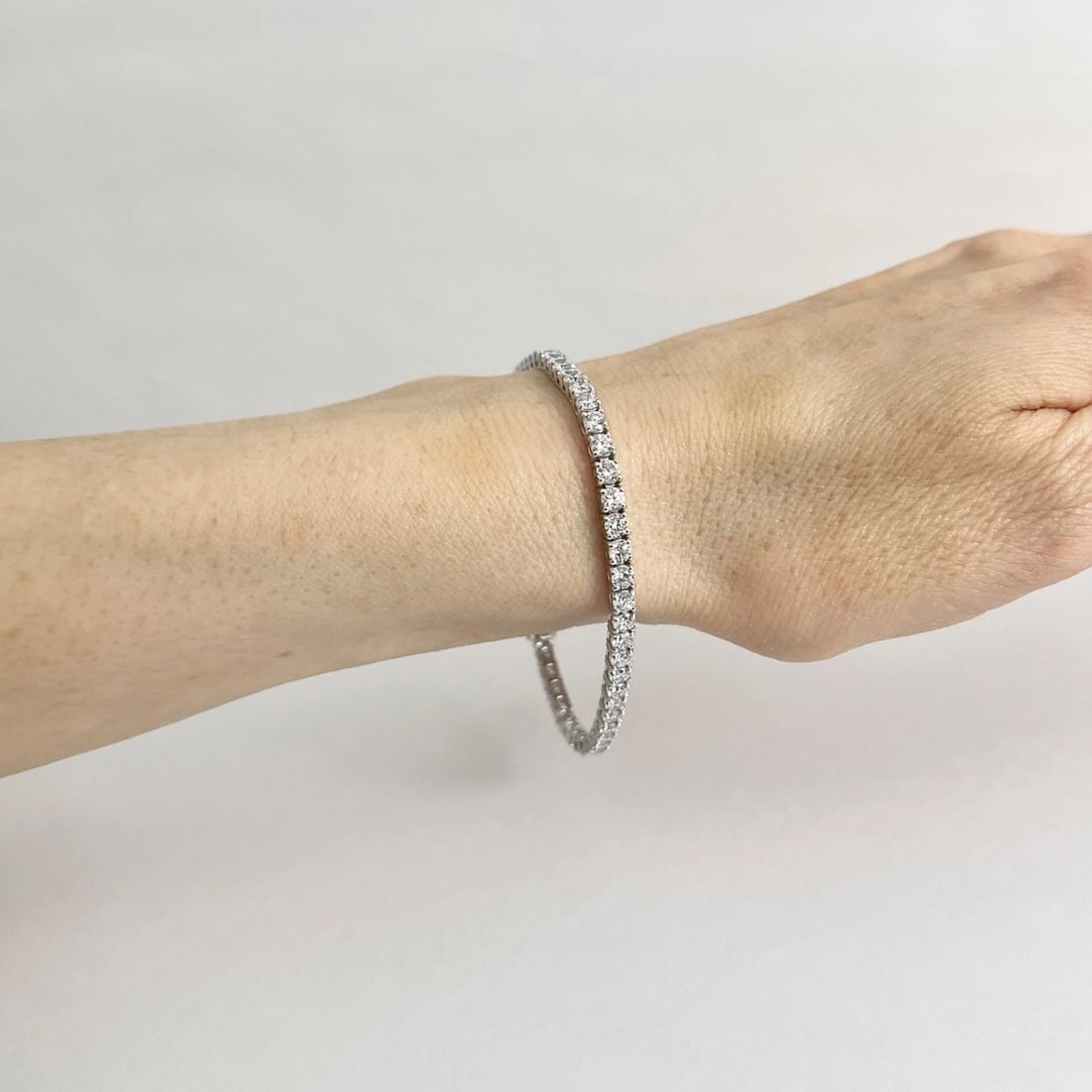 Round Lab-Created Diamond Tennis Bracelet 14K White Gold, 7 Inches, 5.53 CTW - 4