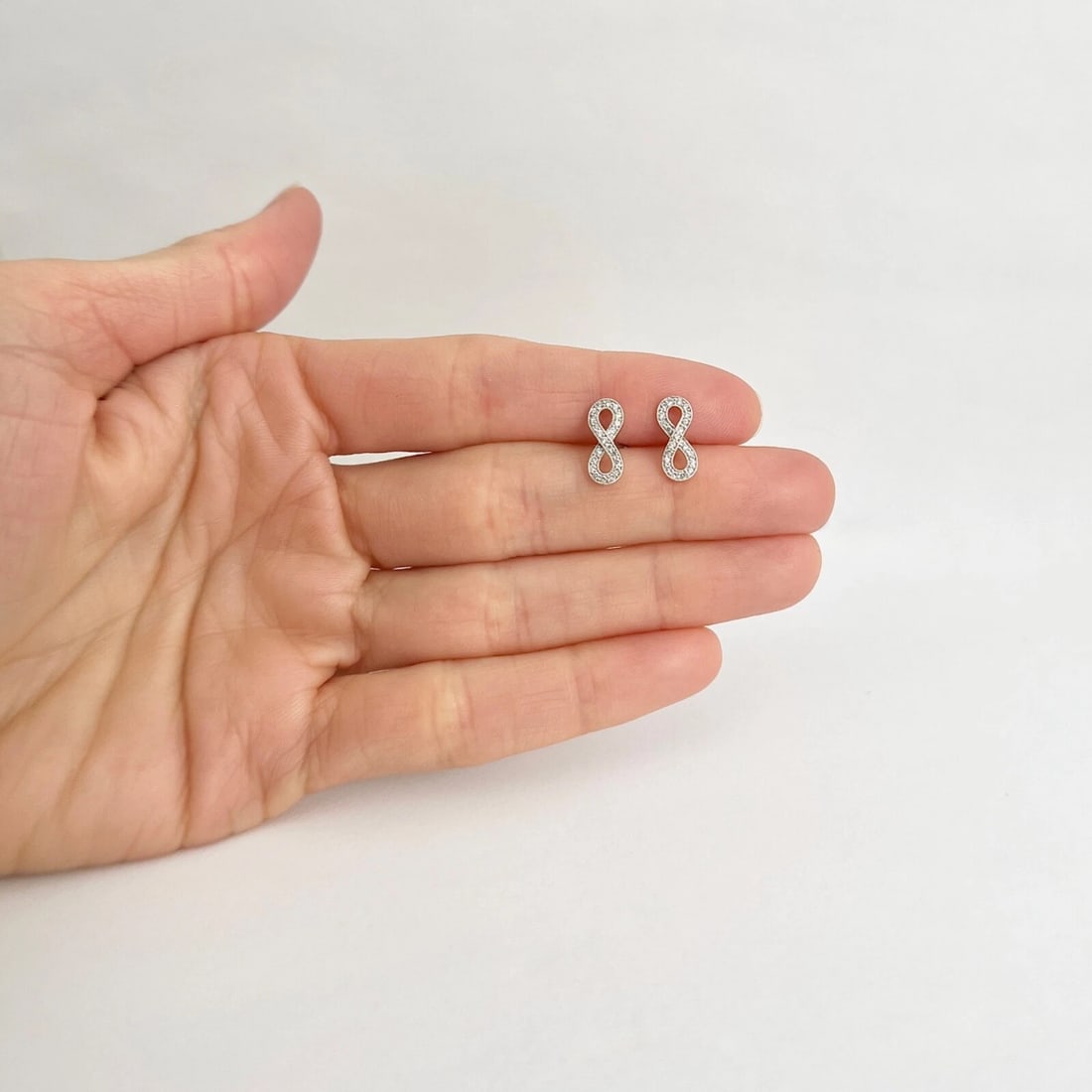 Pave Diamond Infinity Forever Symbol Stud Earrings 14K White Gold .20 CTW - 2