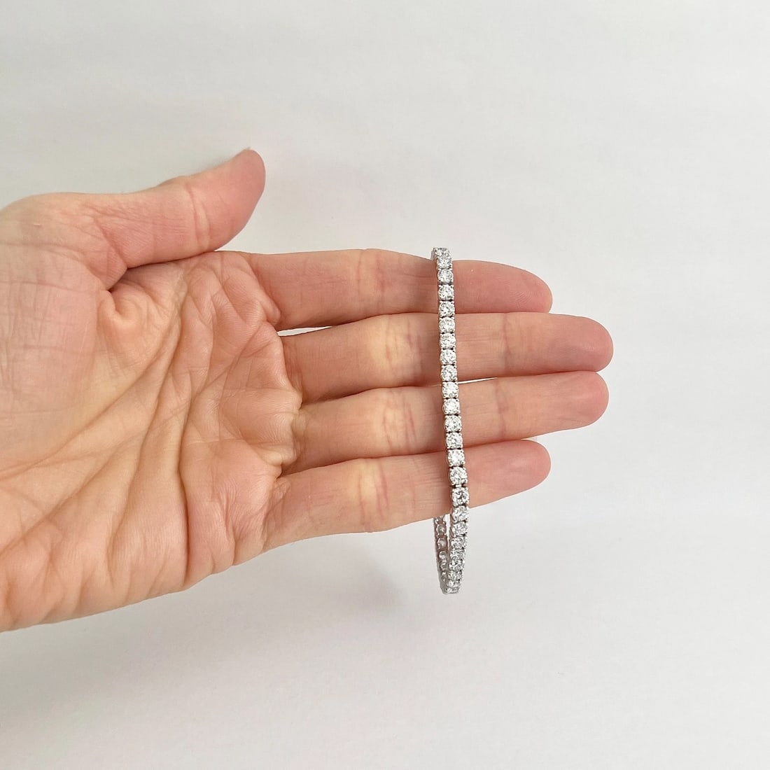 Round Lab-Created Diamond Tennis Bracelet 14K White Gold, 7 Inches, 7.22 CTW - 2