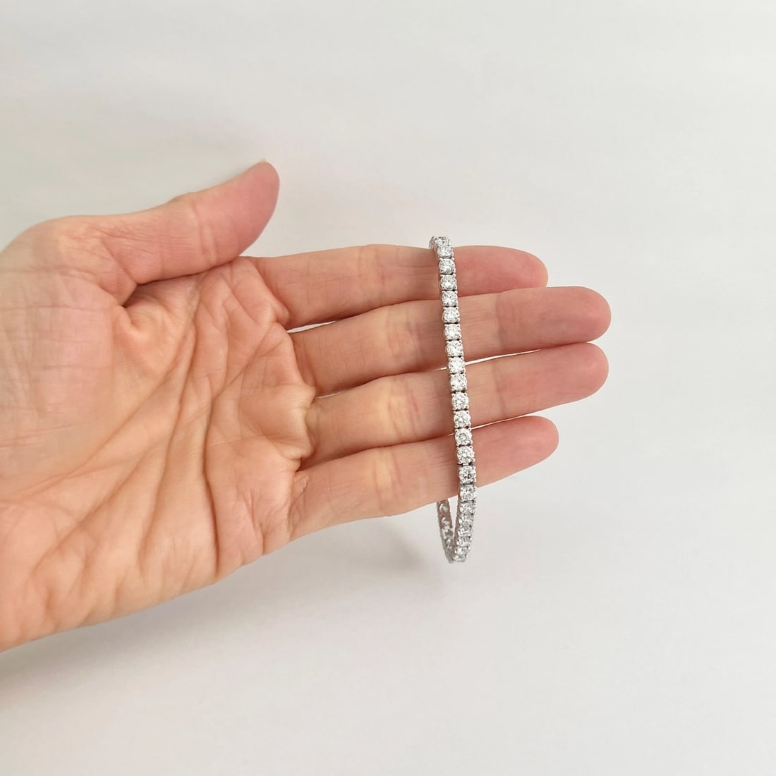 Round Lab-Created Diamond Tennis Bracelet 14K White Gold, 7 Inches, 8.04 CTW - 2