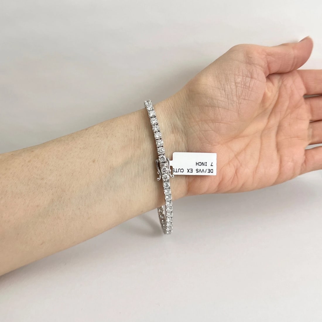 Round Lab-Created Diamond Tennis Bracelet 14K White Gold, 7 Inches, 8.04 CTW - 5