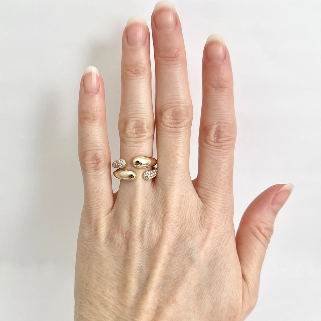 Asymmetrical Pave Diamond Open Statement Ring 14K Yellow Gold .30 CTW - 2