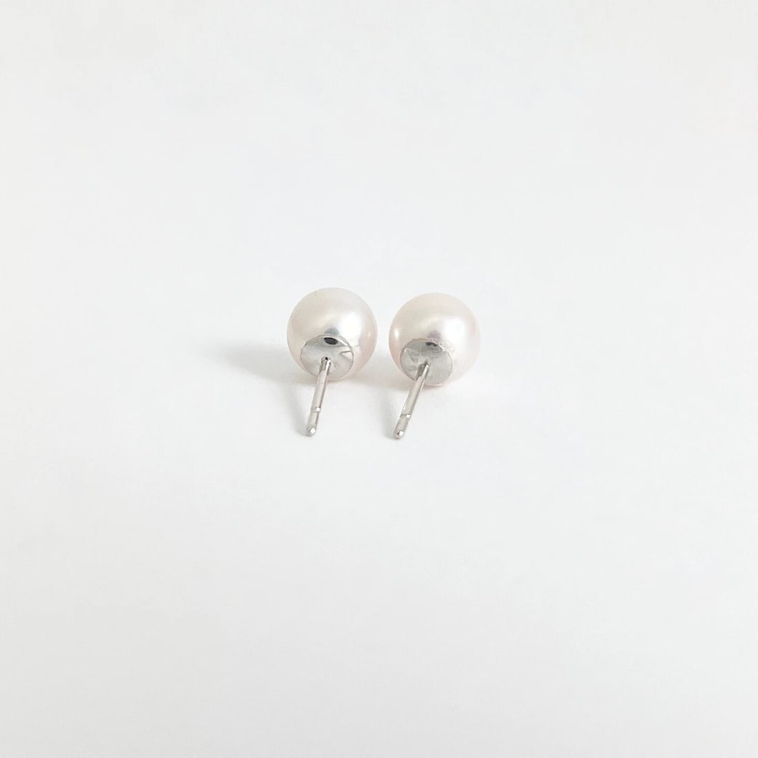 Round Cultured Pearl Stud Earrings 14K White Gold, 7 mm - 7.5 mm - 5