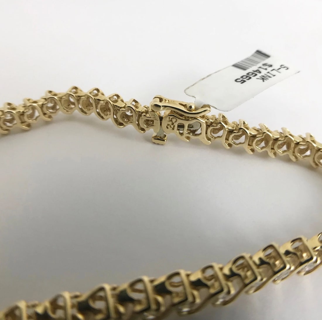 Diamond S-Link Tennis Bracelet 14K Yellow Gold, 3.60 CTW, 7 Inches, 5.4 mm - 11