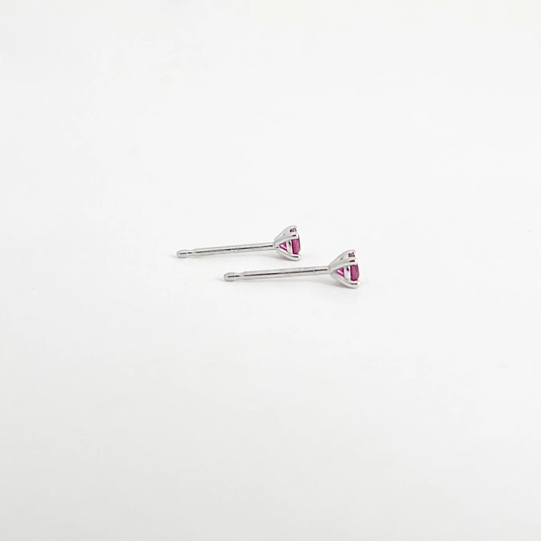 Small Round Ruby Gemstone Stud Earrings 14K White Gold, .16 CTW - 5
