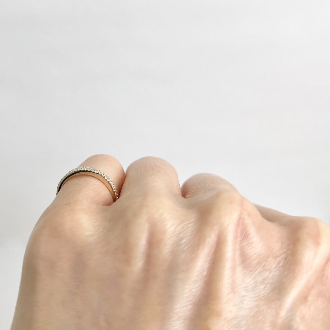 Pave Diamond Band Pinky Midi Ring 14K Yellow Gold, Size 3, .24 CTW - 5