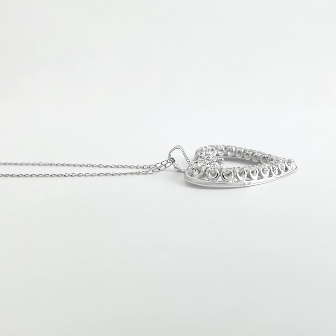 Open Diamond Heart Pendant Necklace 14K White Gold, .48 CTW - 5