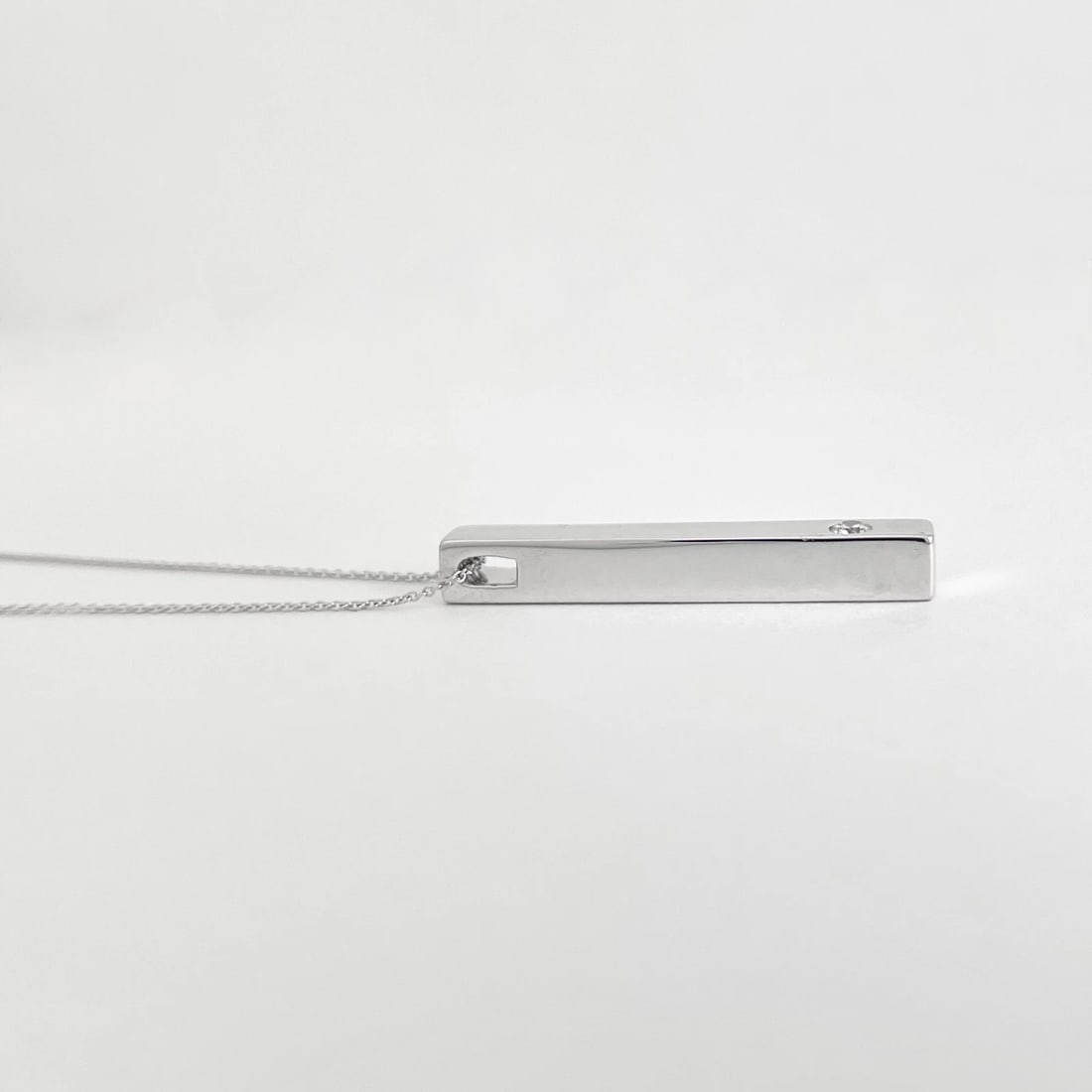 Diamond Drop Stick Bar Pendant Necklace 14K White Gold, .10 CT - 5