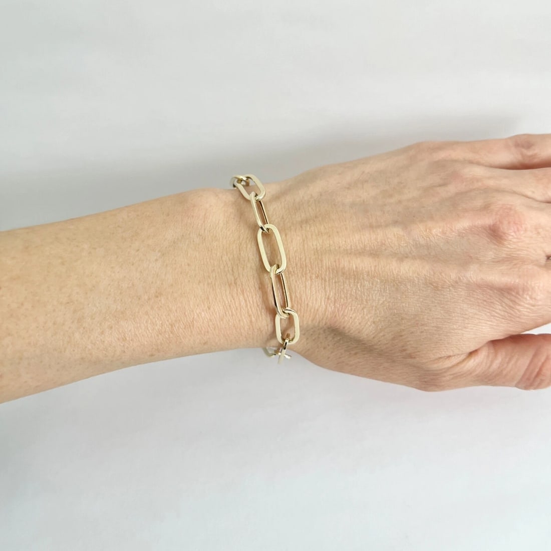 Pave Diamond Clasp Paperclip Chain Link Bracelet 14K Yellow Gold, .15 CTW - 4