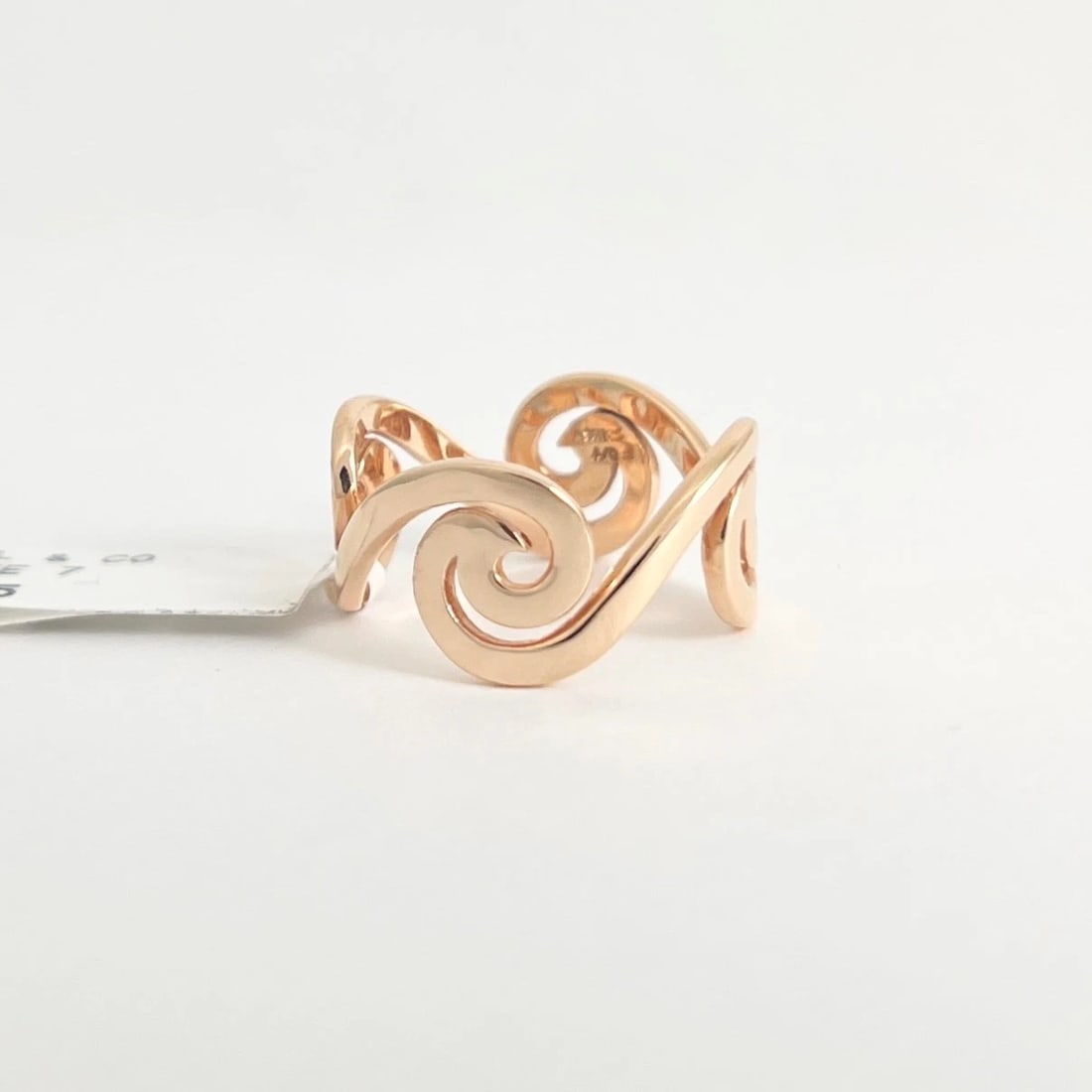 Spiral Swirl Scroll Wave Ring 14K Pink Rose Gold, Size 7.25 - 6