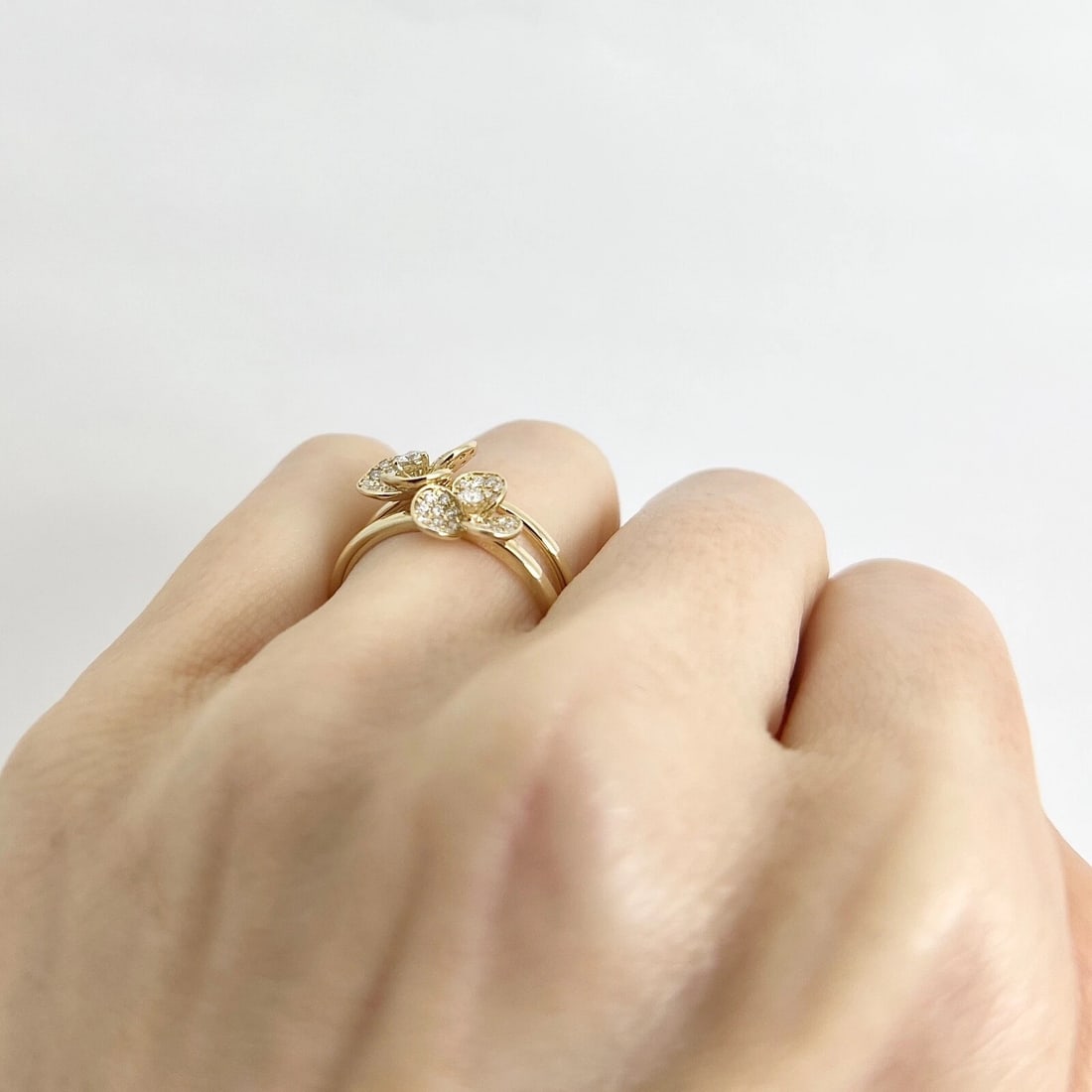 Pave Diamond Flower Floral Split Shank Statement Ring 14K Yellow Gold, .45 CTW - 6