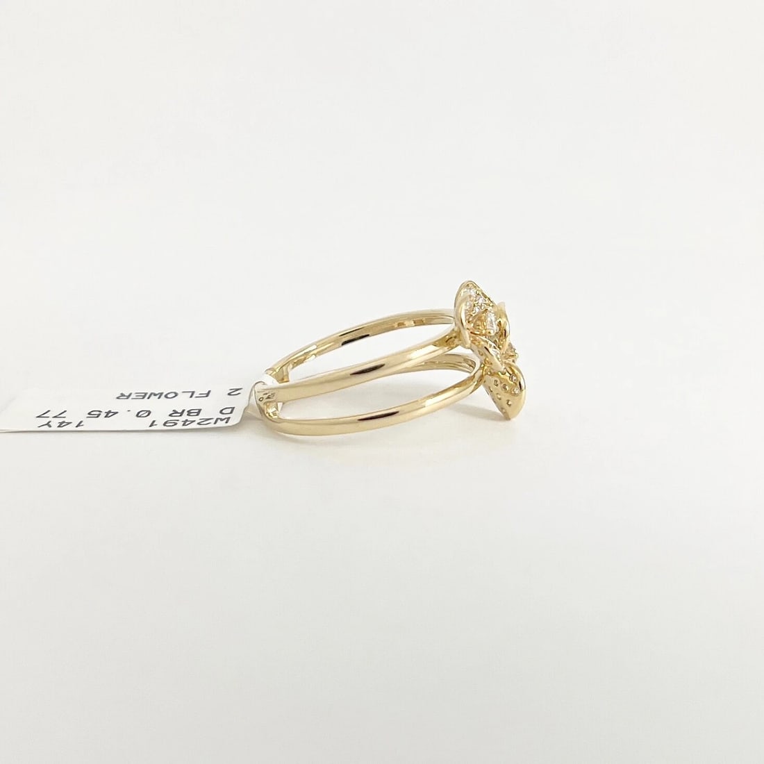 Pave Diamond Flower Floral Split Shank Statement Ring 14K Yellow Gold, .45 CTW - 7