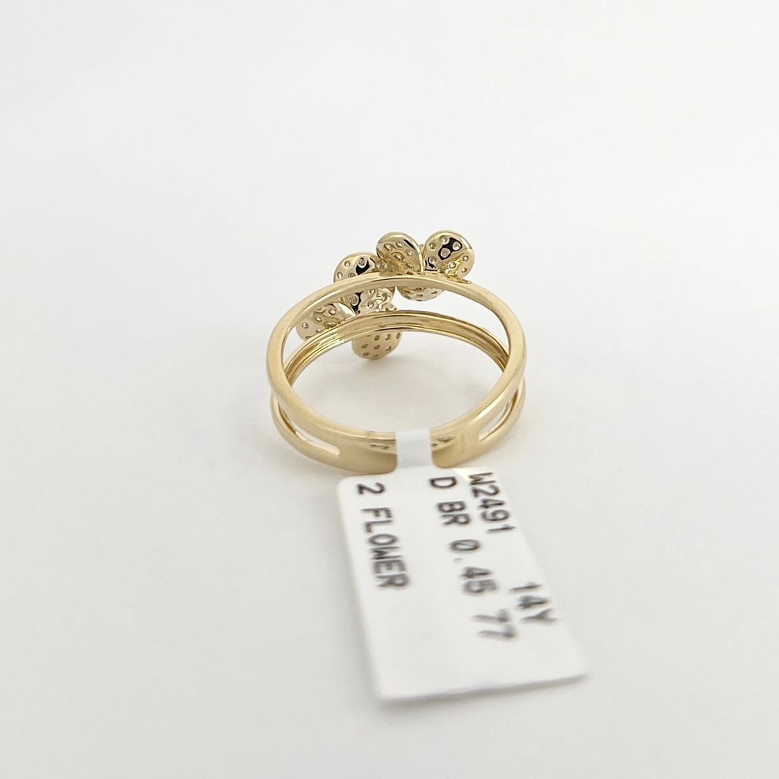 Pave Diamond Flower Floral Split Shank Statement Ring 14K Yellow Gold, .45 CTW - 8