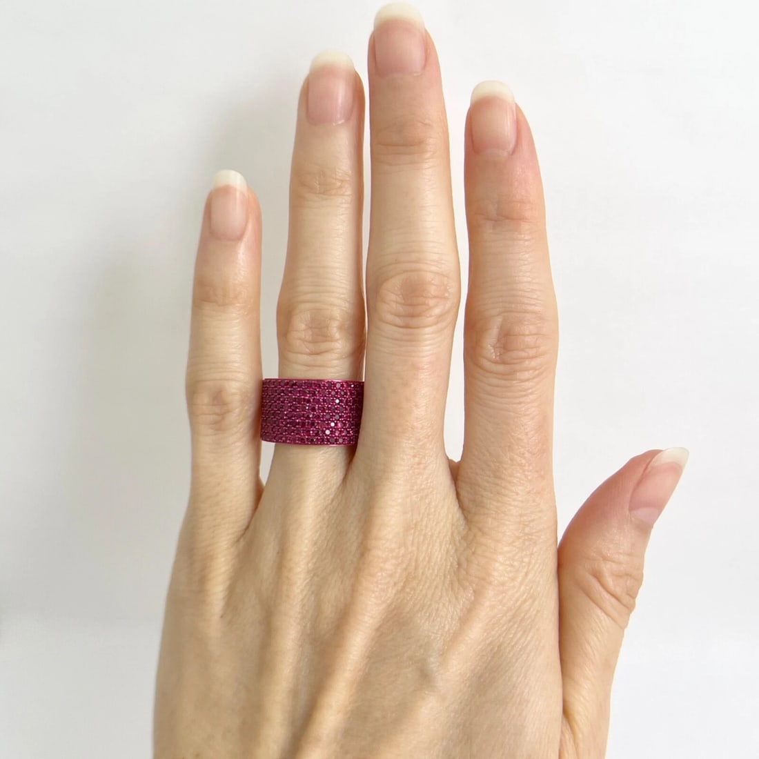 Wide Pave Ruby Gemstone Band Ring 14K Yellow Gold 2.05 CTW - 4