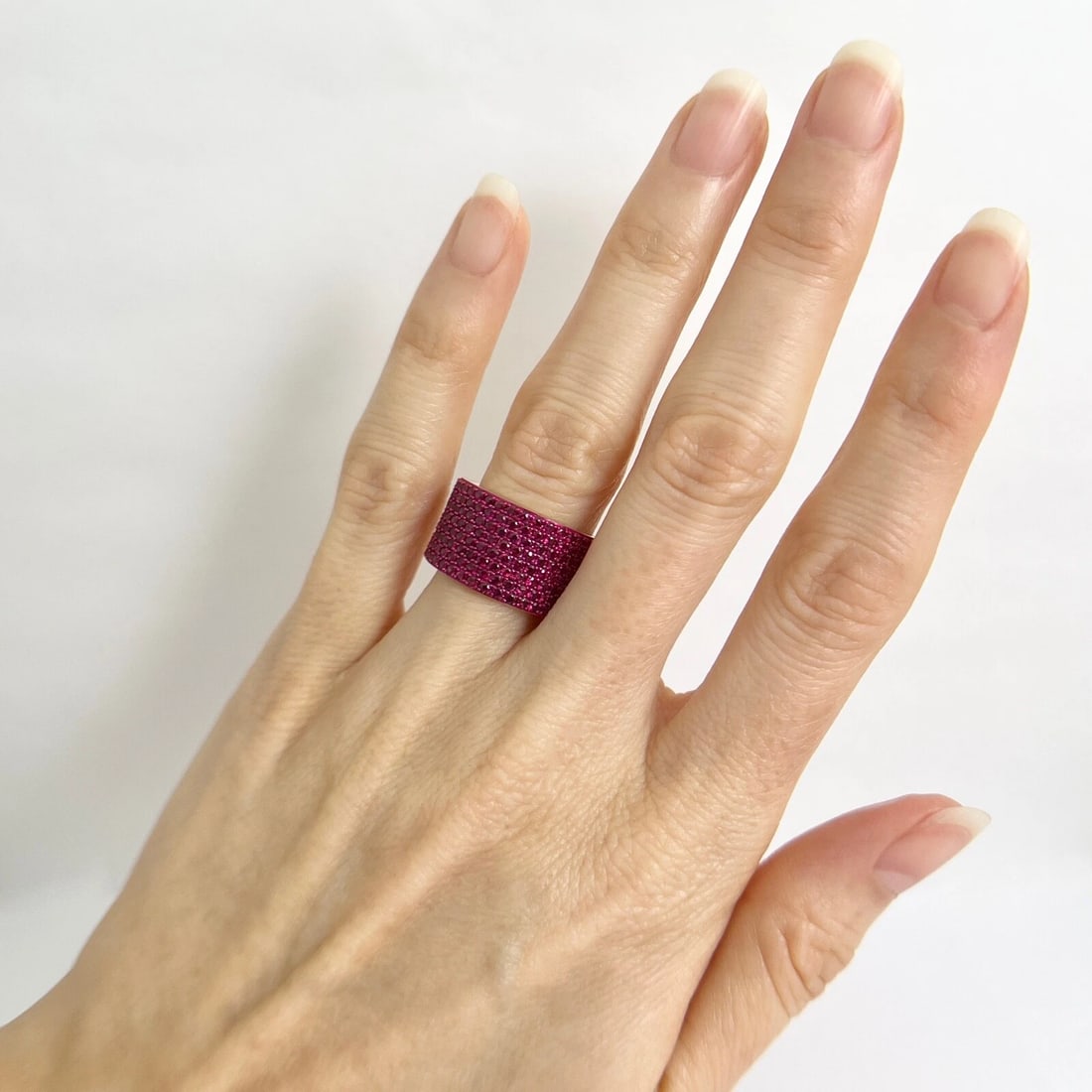 Wide Pave Ruby Gemstone Band Ring 14K Yellow Gold 2.05 CTW - 5