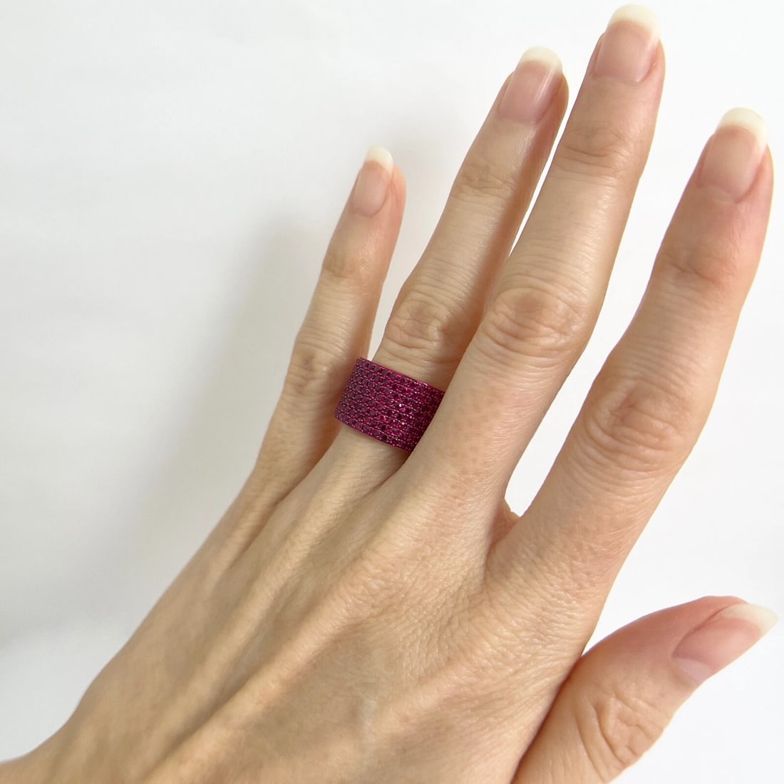 Wide Pave Ruby Gemstone Band Ring 14K Yellow Gold 2.05 CTW - 6