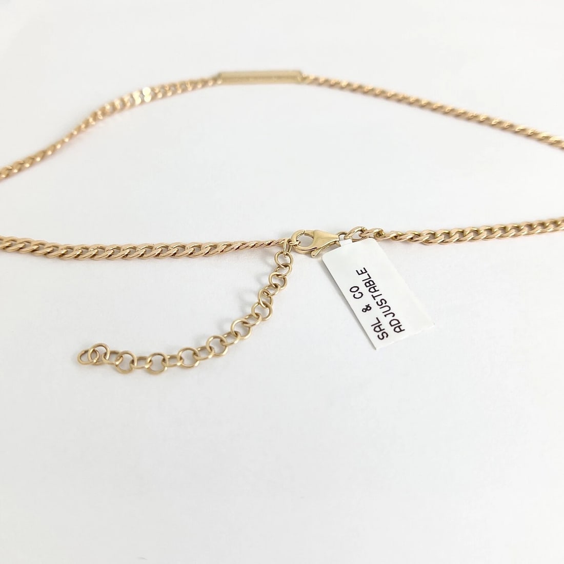 Diamond Bar Cuban Curb Chain Pendant Necklace 14K Yellow Gold .15 CTW - 6