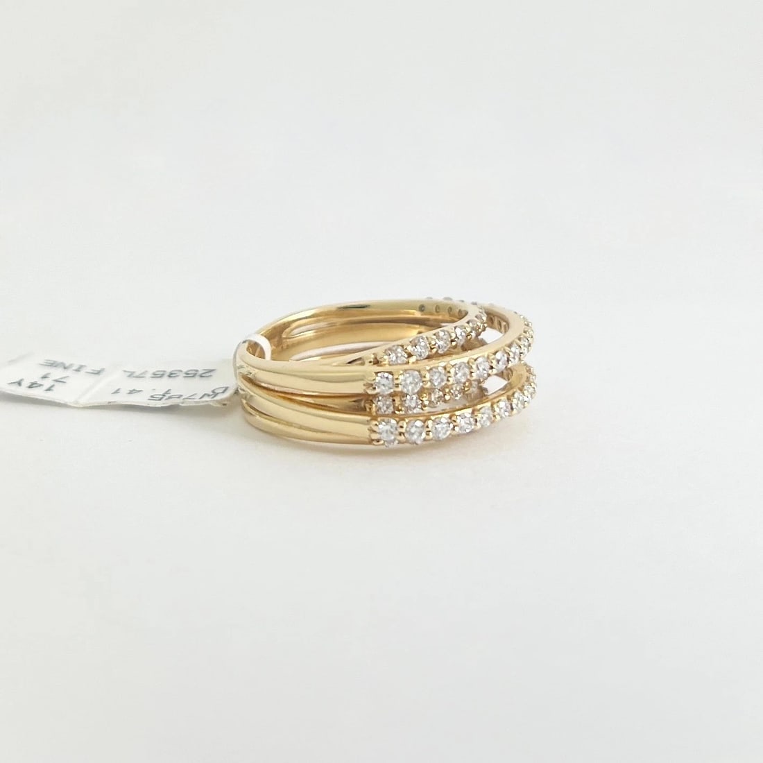 Wide 5-Row Diamond Hi-Low Crossover Ring 14K Yellow Gold, 1.41 CTW - 6