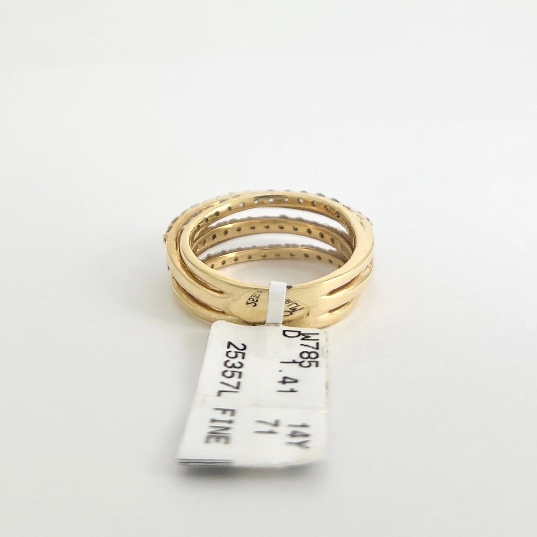 Wide 5-Row Diamond Hi-Low Crossover Ring 14K Yellow Gold, 1.41 CTW - 7