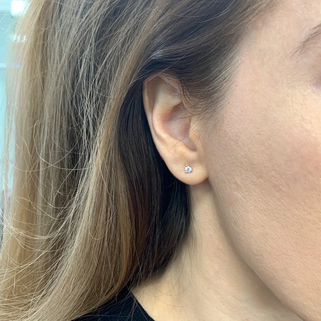 Round Diamond Stud Earrings 14K White Gold 3-Prong Martini, .25 CTW - 4