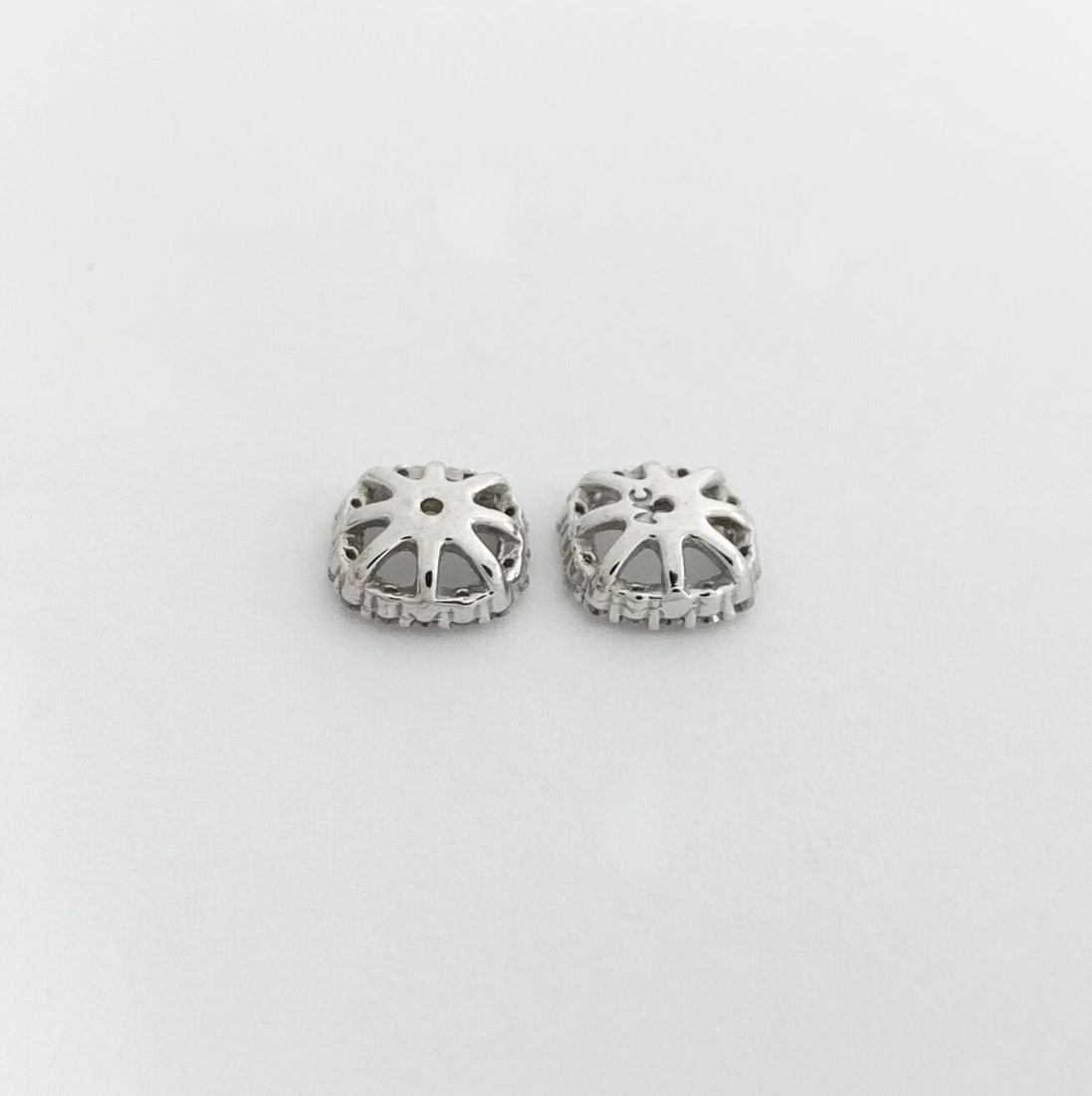 Cushion Diamond Halo Earring Jackets Enhancers 14K White Gold for 2.00 CTW Studs - 7