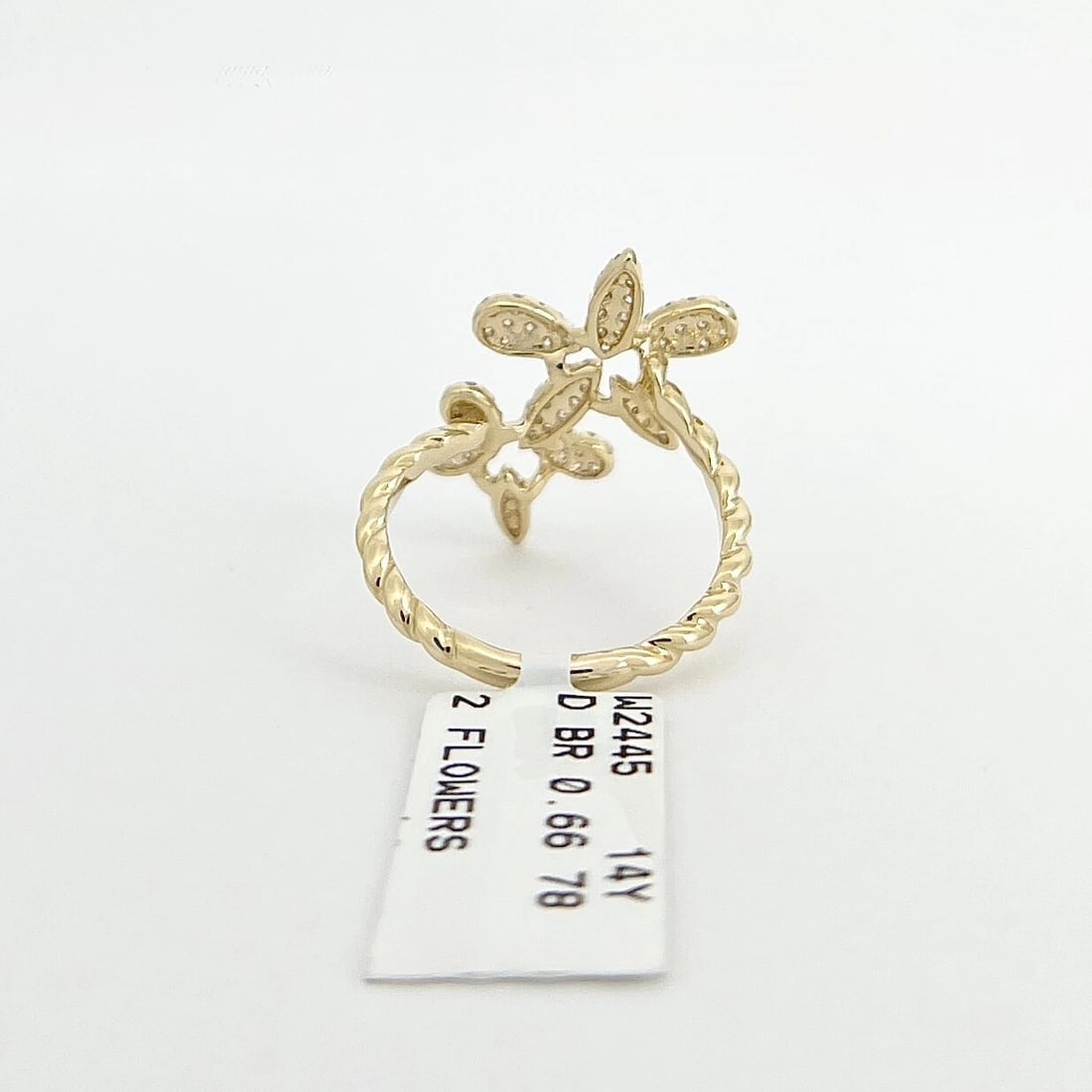 Pave Diamond Flower Floral Statement Ring 14K Yellow Gold, Size 6.75, .46 CTW - 7