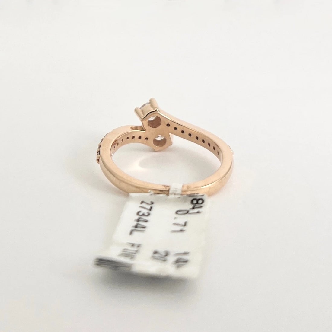 2-Stone Diamond Crossover Wrap Bypass Ring 14K Pink Rose Gold, .71 CTW - 7