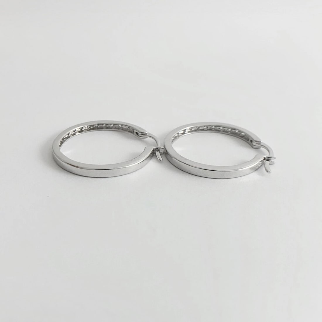 Pave Diamond Inside-Out Hoop Earrings 14K White Gold, 1 Inch, .75 CTW - 6