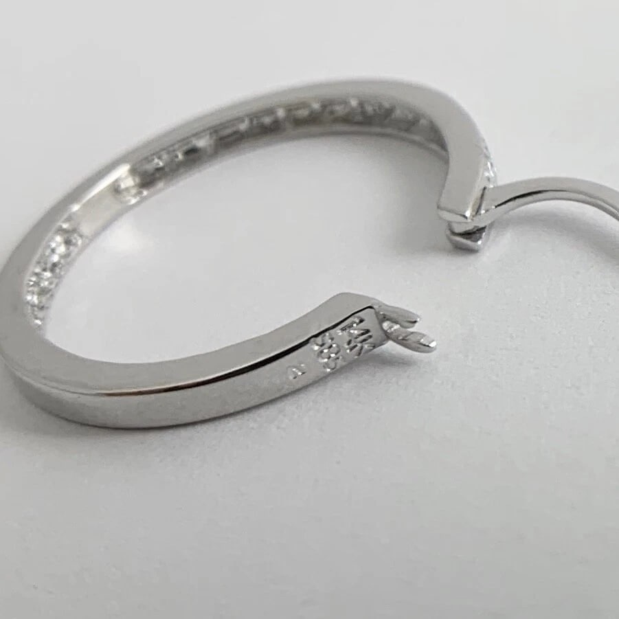 Pave Diamond Inside-Out Hoop Earrings 14K White Gold, 1 Inch, .75 CTW - 8