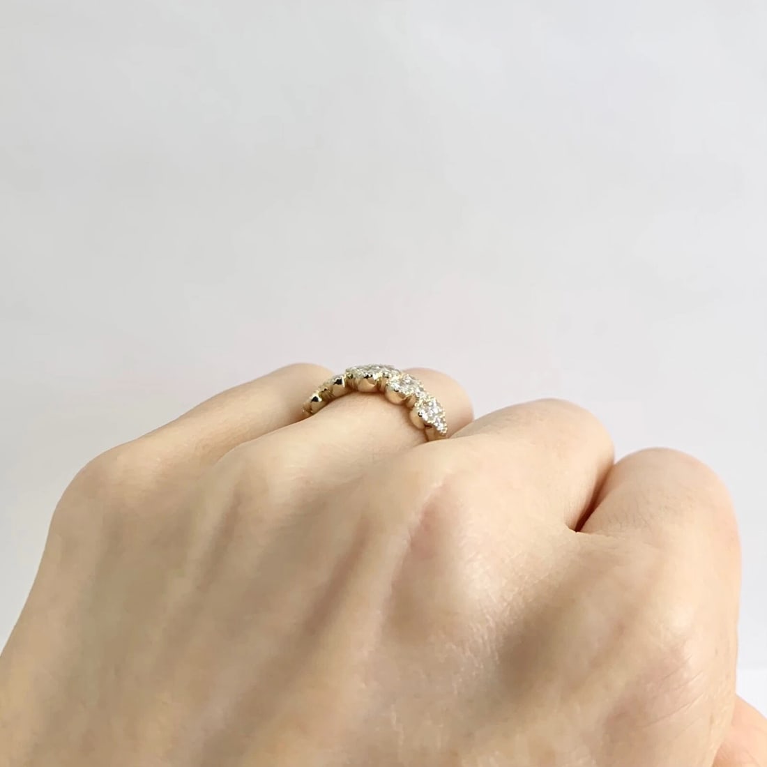 Wide Cluster Clover Diamond Milgrain Band Ring 14K Yellow Gold, 1.45 CTW - 6