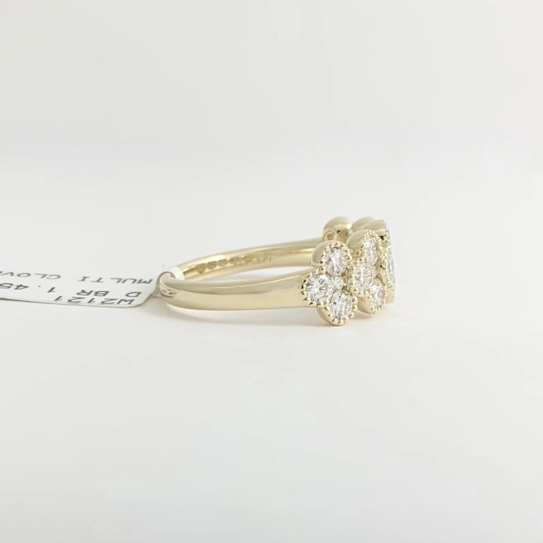 Wide Cluster Clover Diamond Milgrain Band Ring 14K Yellow Gold, 1.45 CTW - 7