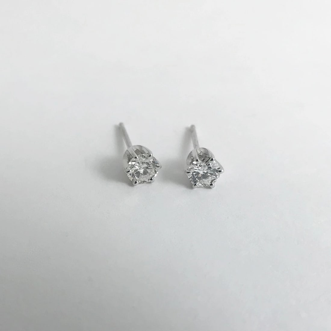 Round Diamond Stud Earrings 14K White Gold 6-Prong Crown, .50 CTW, .76 Grams - 7