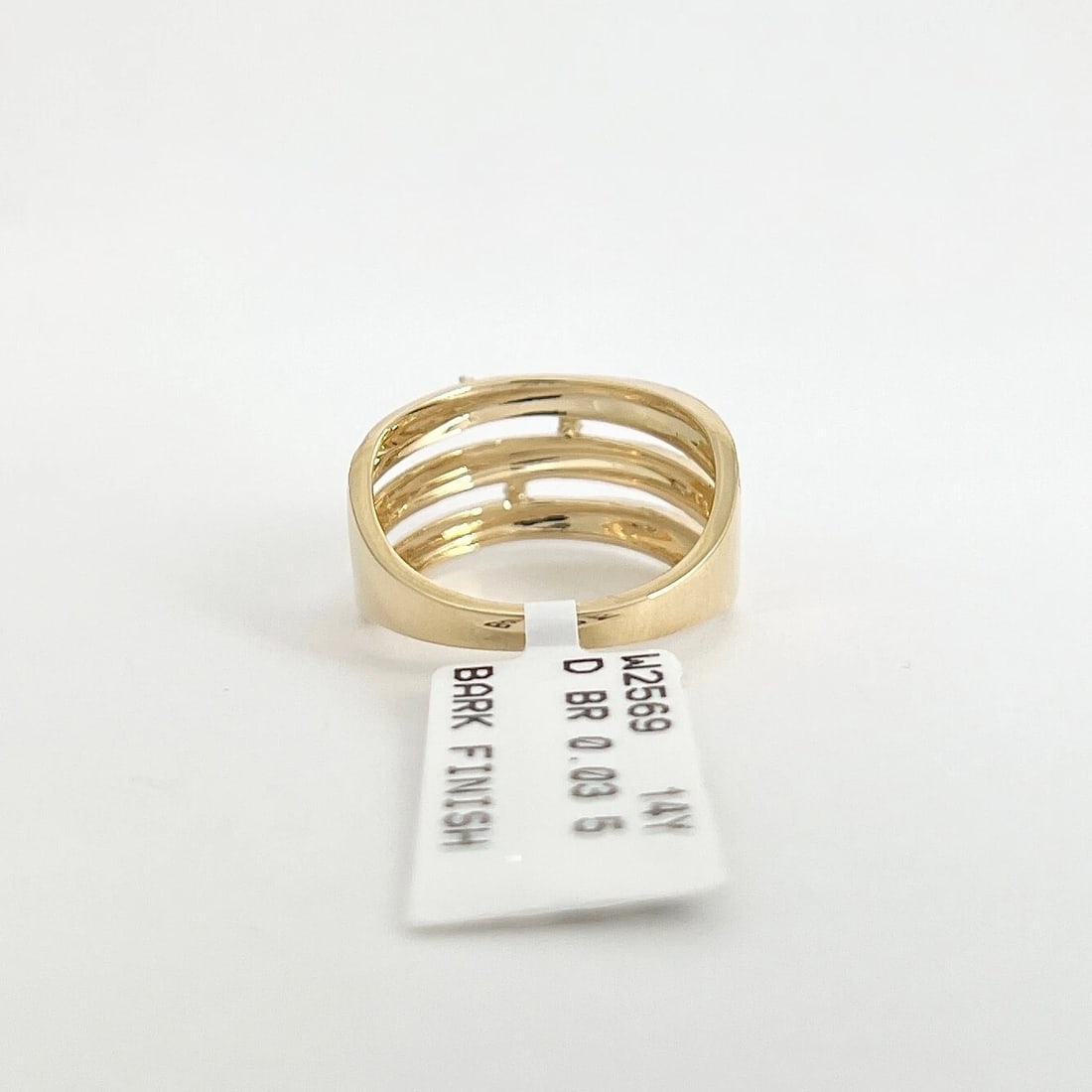 Wide Diamond Speckled Bark Statement Band Ring 14K Yellow Gold .03 CTW - 7