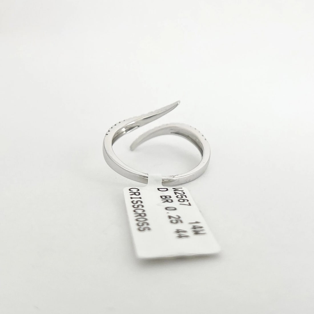 Diamond Crossover Wrap Bypass Statement Ring 14K White Gold .25 CTW - 7