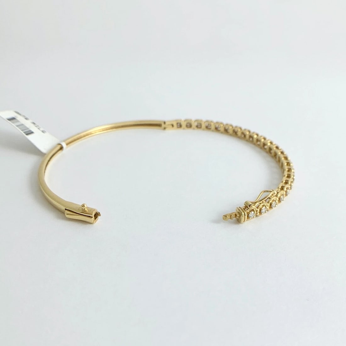 Milgrain Halo Diamond Bangle Bracelet 18K Yellow Gold, .59 CTW, 10.07 Grams - 9