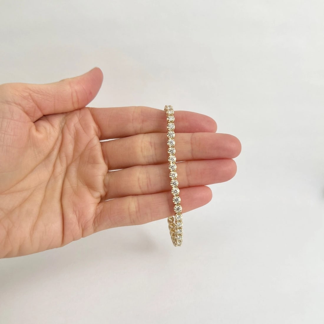 Round Diamond Buttercup Tennis Bracelet 14K Yellow Gold, 7 Inches, 3.75 CTW - 2