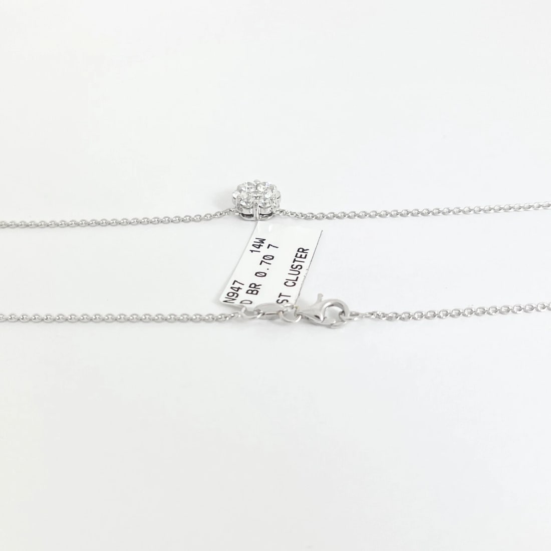 Round Cluster Flower Diamond Pendant Necklace 14K White Gold .70 CTW - 6