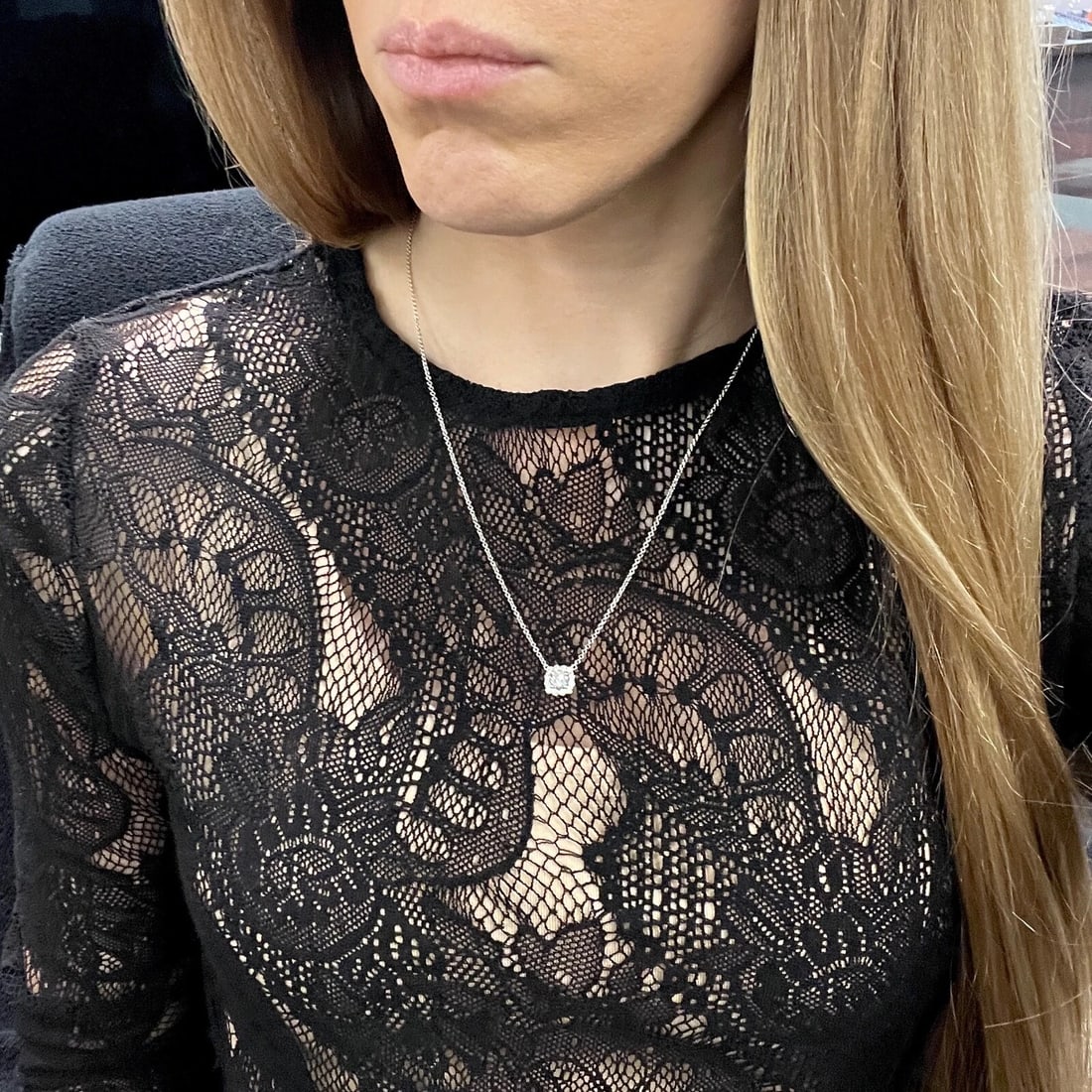 Cushion Halo Round Diamond Pendant Necklace 14K White Gold, 18 Inches, .68 CTW - 4