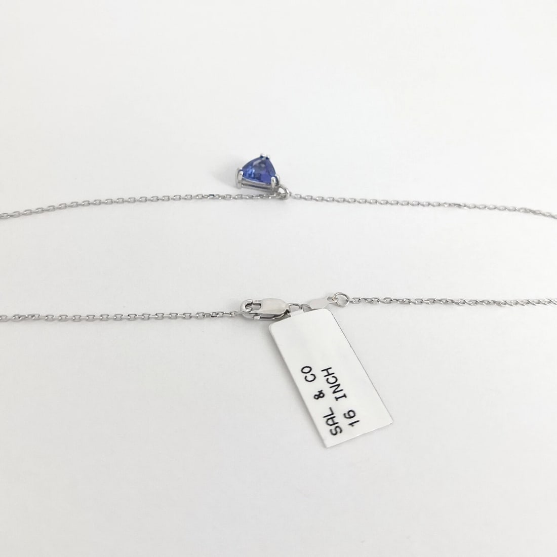 Trillion Blue Tanzanite Gemstone Pendant Necklace 14K White Gold, 1.43 CT - 7