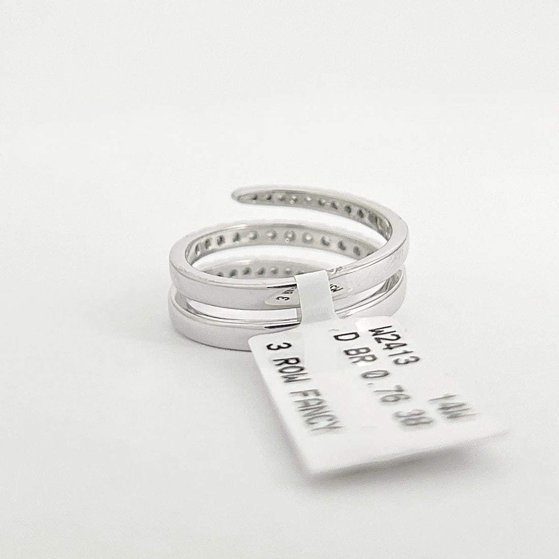 Diamond Spiral Crossover Wrap Bypass Statement Ring 14K White Gold .76 CTW - 7