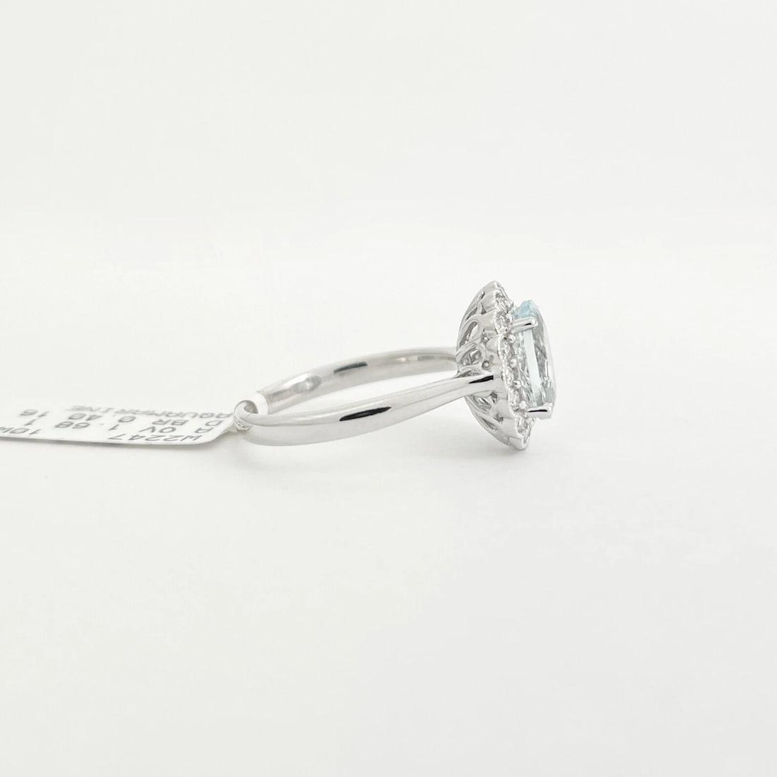 Oval Aquamarine Diamond Halo Gemstone Ring 14K White Gold, 2.08 CTW - 7