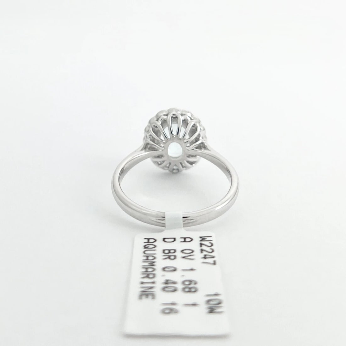 Oval Aquamarine Diamond Halo Gemstone Ring 14K White Gold, 2.08 CTW - 8