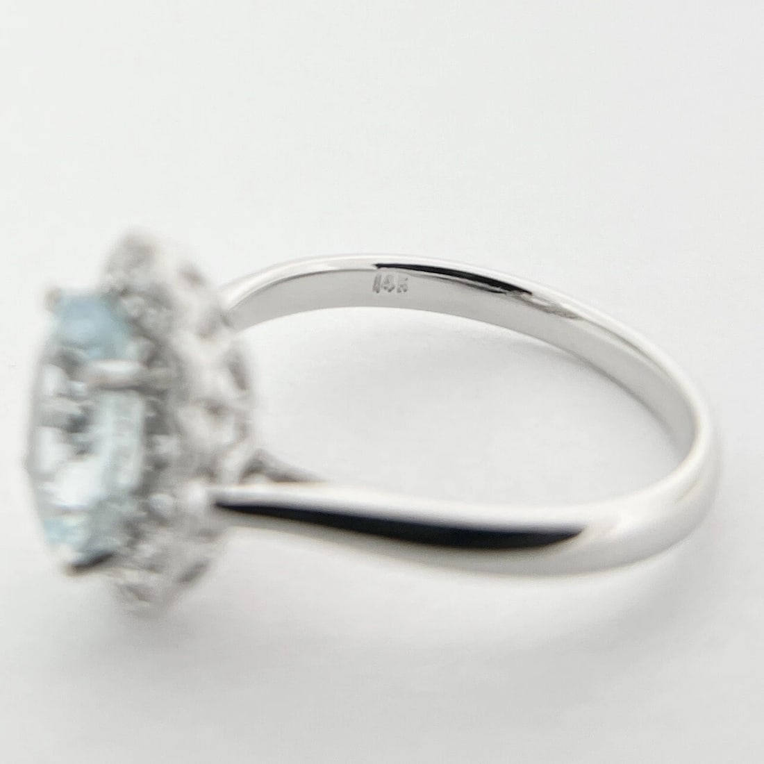 Oval Aquamarine Diamond Halo Gemstone Ring 14K White Gold, 2.08 CTW - 9