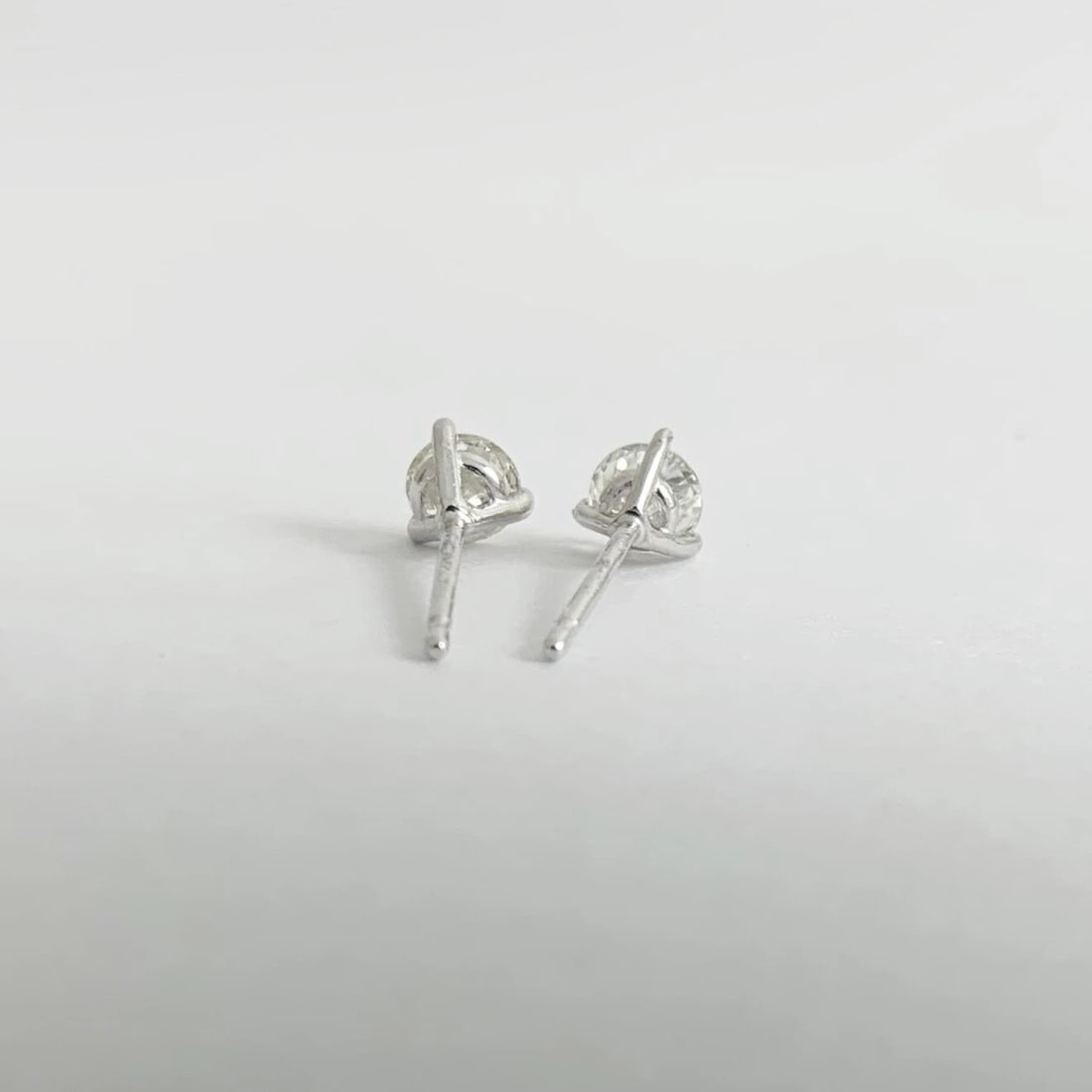 Round Diamond Stud Earrings 14K White Gold 3-Prong Martini Push Backs .52 CTW - 7