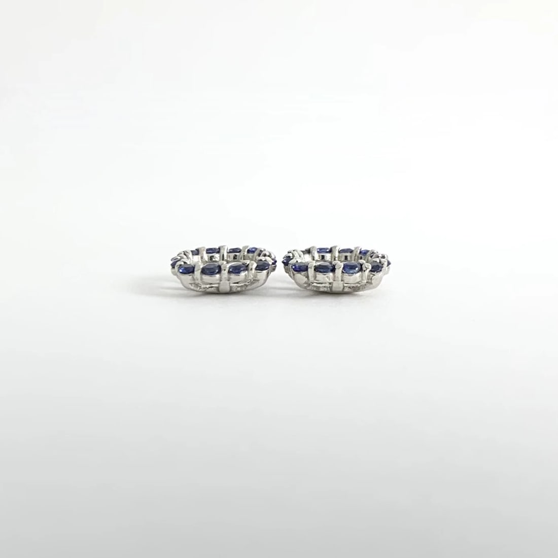 Cushion Sapphire Halo Earring Jackets Enhancers 14K White Gold for 1.50 CTW Stud - 9
