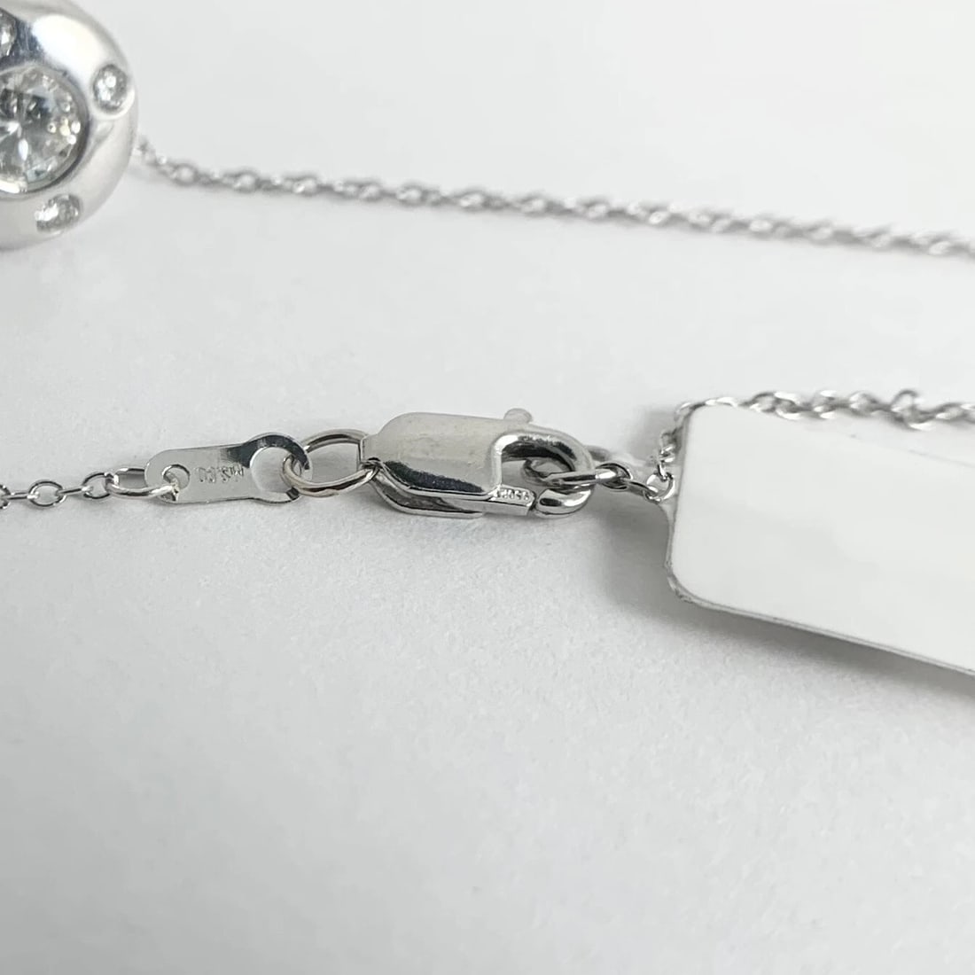 Diamond Burnished Bezel Halo Pendant Necklace 14K White Gold .60 CTW, 16 Inches - 10